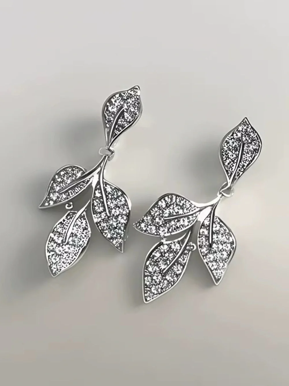 ***Dainty Gold Leaf Crystal Drop Earrings | Fashion Jewelry
